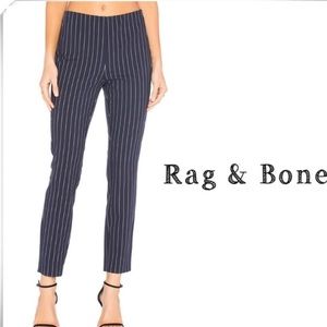 rag & bone Simone Blue White Pinstripe Back Yoke Pants